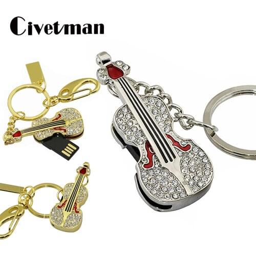 USB Flash Drive Crystal Musical Instrument Jewelry Violin Pendrive 8GB 16GB 32GB 64GB 128GB 256GB Pen Drive Memories USB Stick