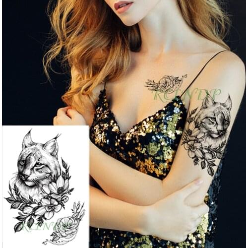 Waterproof Temporary Tattoo Sticker Pretty Lace and Cat Dark Creative Fake Tatto Flash Tatoo big size tattoos for Women Men