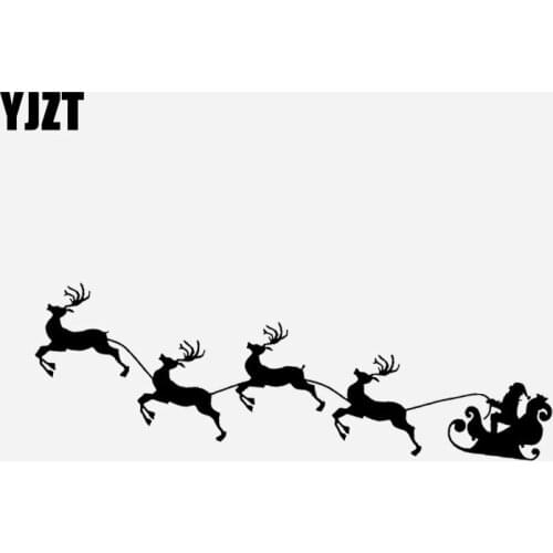 YJZT 18.4*5.2CM The Creative Flight Of Christmas Car Sticker Vinyl Decal Black/Silver C23-0025