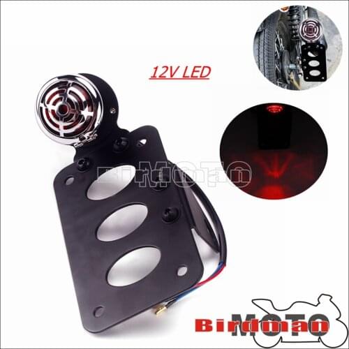 Motorcycle Side Mount License Plate Light Rear LED Brake Retro Tail Lights for Harley Chopper Bobber Sportster Cafe Racer Custom