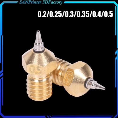 3D Printer Parts M6 V5 V6 Nozzle Airbrush Adapter Set 0.2/0.3/0.4/0.5mm Removable Stainless Steel Tips For E3D V6 Hotend 1.75mm