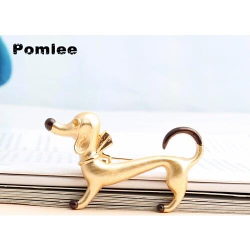 Pomlee Enamel Lovely Dog Brooches For Women Yellow And Black Dachshund Broches Fashion Bijouterie Broche Femme Bijoux De Luxe