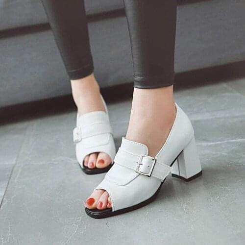 Big Size high heels sandals women shoes woman summer ladies High-heeled sandals with fishmouth and thick heels