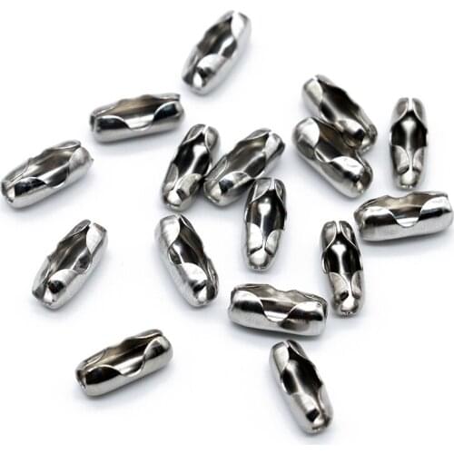 1pack/lot 1.6/2.4/3.2/4/4.5/5/6/8mm Stainless Steel Ball Chain Connector Clasps End Beads Crimp Fit Bracelet Jewelry Making