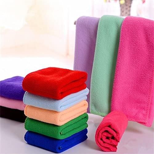 10X Thin Microfiber Cleaning Cloths Bathroom Home Kitchen Dish Towels Solid Small Hand Towel 25*25CM