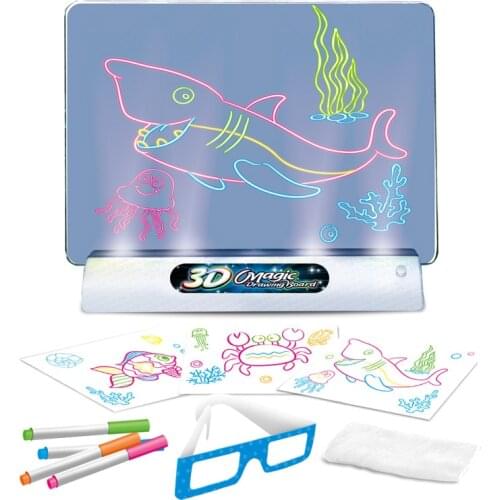 3D Magic Drawing Board LED VR Montessori Educational Toys DIY Children Graffiti Painting Lcd Writing Tablet Coloring Blackboard