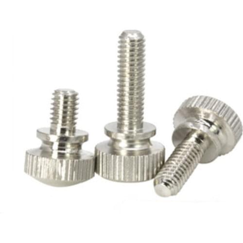 5PCS/lot M3 M4 2PCS M5 m6 Brass Nickel Plated Knurling Head Knurled Thumb Screw Hand Tighten Curtain Wall Glass Lock Screw