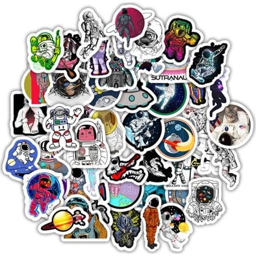 50pcs Cartoon Outer Space astronaut Vinyl Stickers DIY To Laptop Skin Refrigerator Luggage Decal For Macbook/Asus/Xiaomi/HP/PS4