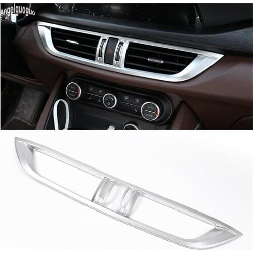 ABS chrome For Alfa Romeo Stelvio 2017 18 Center Air Outlet Frame Warning Switch Decoration Trim Sequin Car-styling Accessories