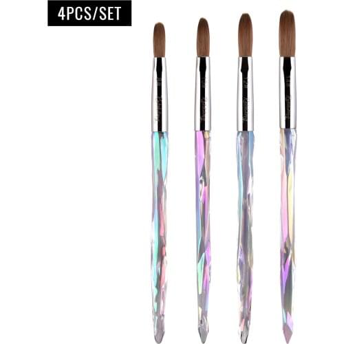 Acrylic Nail Brush Kolinsky Sable Gel Builder Manicure Drawing Nail Art Brush Set 4pcs Size 8 10 12 14 Professional Painting Pen