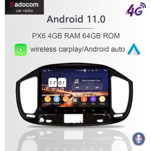 720P Wireless Carplay PX6 IPS 9" Android 10.0 4G+64G Car DVD Player GPS RDS Autoradio wifi Bluetooth 5.0 For Fiat Uno 2014-2017