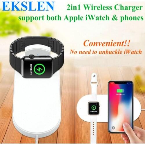 EKSLEN 2in1 Qi Wireless Charger for apple watch iwatch series 3/2 for Iphone X 8 plus Samsung support 7.5 W fast Charging