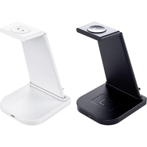 Qi 3-In-1 Wireless Charger Suitable for Apple Watch, Pro, Wireless Charging Stand for iPhone 12/11(Black&White)