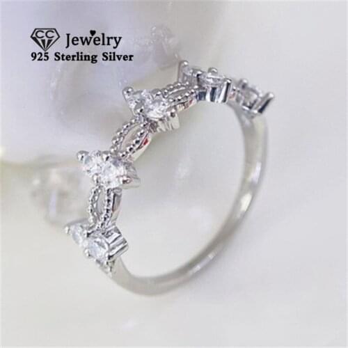 CC Wedding Lace Beaded Womens Diamond Ring Zircon White Gold Small Rings Silver Engagement Ring Creative Fashion Jewelry CC1657