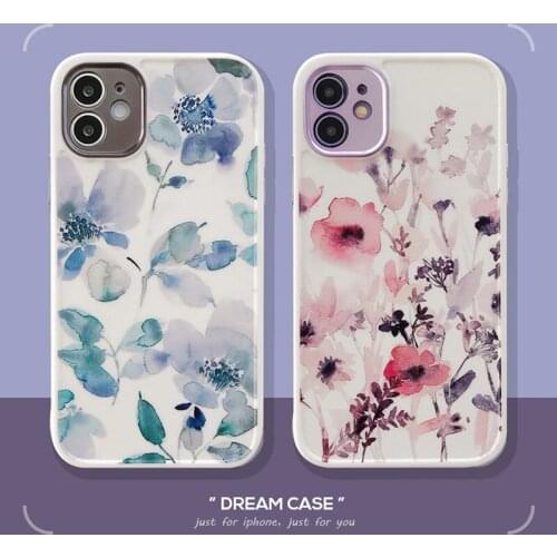 For iPhone 12 Pro Case Watercolor Flowers Phone Cases For iPhone 12 Mini 11 Pro Max 8 7 Plus X XS Max XR Soft Back Cover Coque