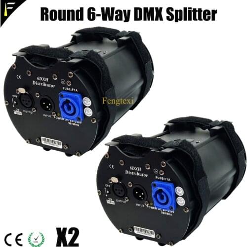 Cylinder DMX512 6 DMX Distributor 6 Channel Signal Amplifier Isolation Module DMX Splitter 6 Channels Separately Power Supply
