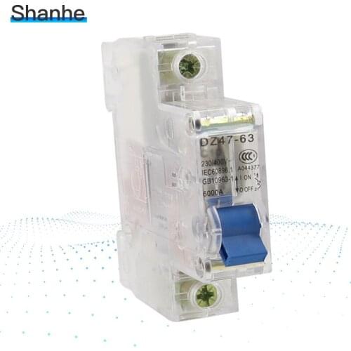 DZ47-63 1P 6A 10A 16A 20A 25A 32A 40A 50A 63A transparent Mini Circuit breaker MCB C45
