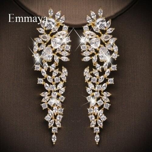 Emmaya New Fashion Charming Leaves Shape Elegant Zirconia Earring For Women And Girls Popular Ornament Wedding Party Dress-Up