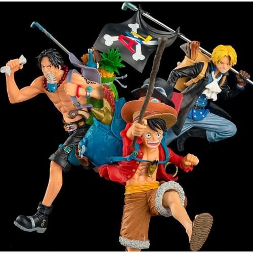 Japan Anime One Piece Monkey D Luffy Sabo Portgas D Ace Run Three Brothers PVC Figure Figurine Toy Model Statue New No Box