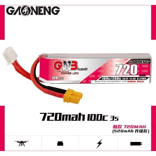 Gaoneng GNB 3S 720mAh 11.4V 100C/200C HV Lipo Battery XT30 Plug for FPV Racing Drone 4 Axis UAV Quadcopter RC Drone Parts