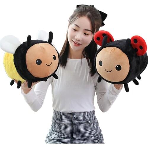 20/30/40cm Lovely Plush Fuzzy Bumble Bee Toys Stuffed Animals Dolls Honey Bee Ladybird Toys Soft Pillow for Girls Kids Gifts