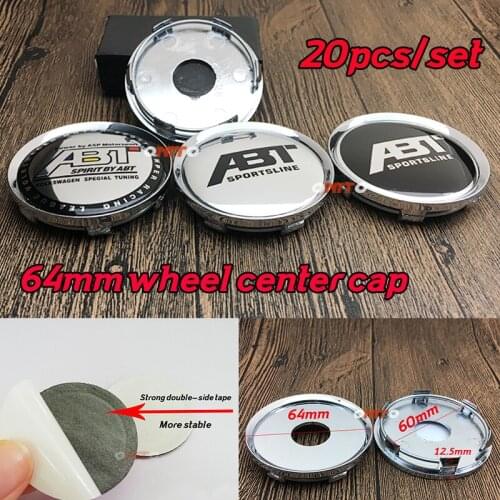 Good Quality 20PCS ABT logo Badge 64mm 2.52inch Wheel Center Cap Rim Wheel HubcaP Covers Car Accessorie for VW Auto Styling
