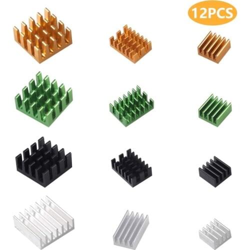 12pcs Raspberry Pi 4B Heat Sink Set Raspberry Pi 4B Aluminum Radiator Cooling Kit Cooler for Raspberry Pi 4B