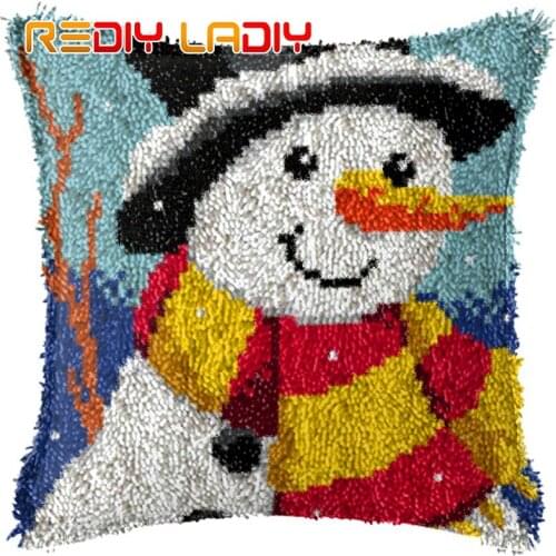 Latch Hook Cushion Scared Kitten Pre-Printed Canvas Cushion Front Acrylic Yarn Crochet Pillow Case Kits Sofa Pillow Home Decor