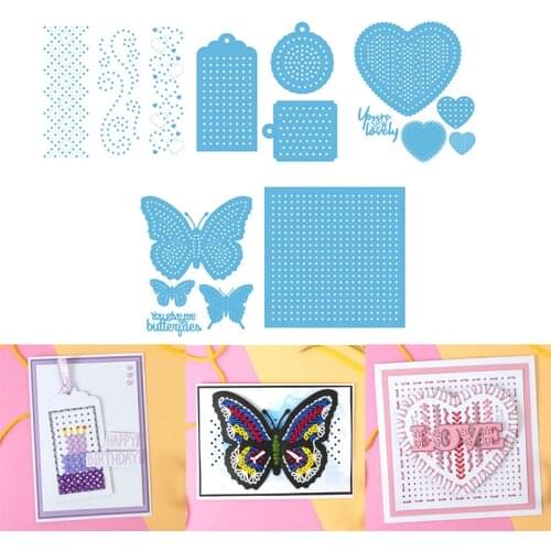 Metal Cutting Dies Stitch It Collection Sew Love Heart Butterflies Tag Matrix Corner Edge Pattern DIY Scrapbooking Template #14