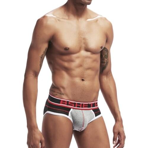 BITCED Mens Low Waist Underwear Sexy Mesh Design Underwear Mens Breathable Low Waist Briefs New Cotton Underwear