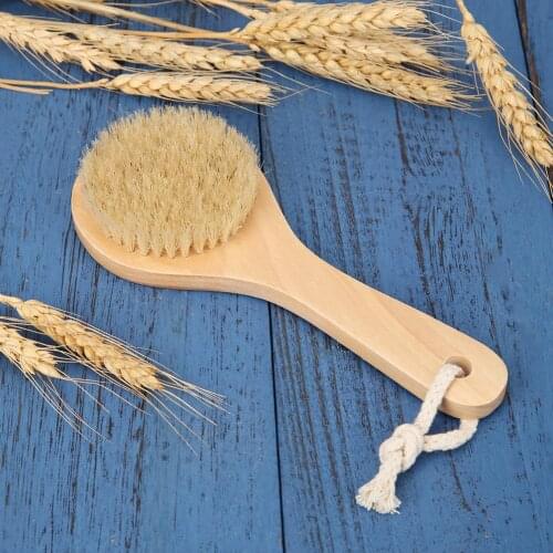 Body Soft Massage Brush With Handle Brush for Dry Massage Natural Bristles Brushes Shower Cellulite Dry Brushing Tools