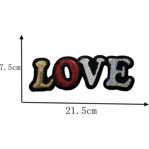 LOVE letters sequined iron on sewing on patches for jackets shirts DIY making