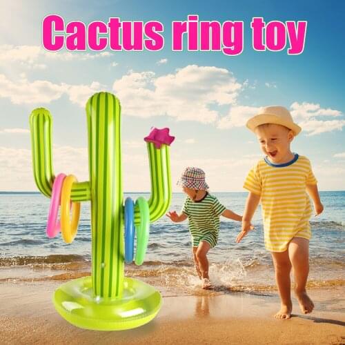 Inflatable Cactus Circle Toys Swimming Pool Family Child Party Game Outdoor Swimming Floating Pool Game with 4 Ring