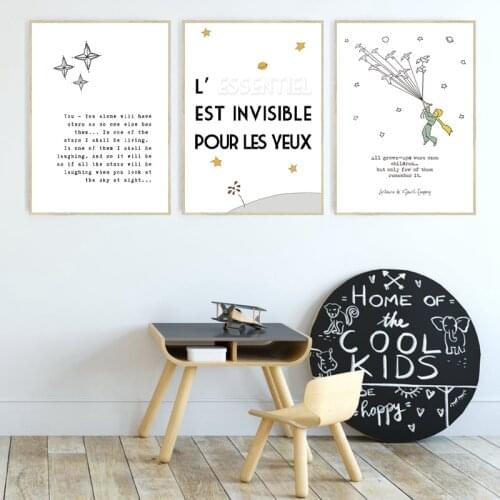 The Little Prince Print Nursery Wall Art Canvas Painting Nordic Poster Watercolor Cartoon Picture Baby Boy Room Art Wall Decor