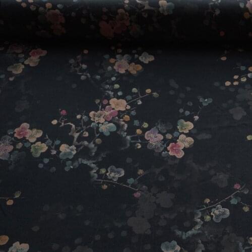 Autumn Cloud Fabrics Heavy Grapes Black Plum Print Mulberry Silk