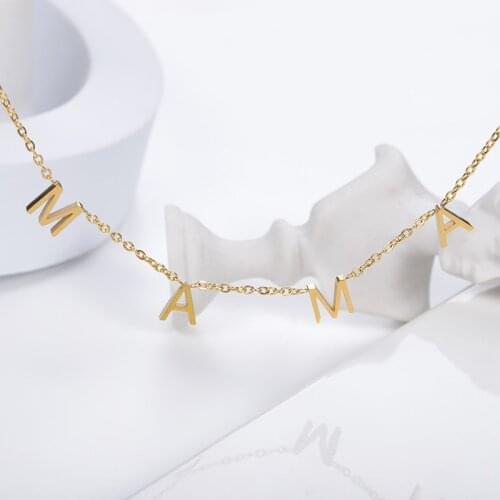 Stainless Steel MAMA Letter Necklaces For Women Nameplate Jewelry Rose Gold Initials Necklaces Mom Motherday Jewelry Gifts 2021