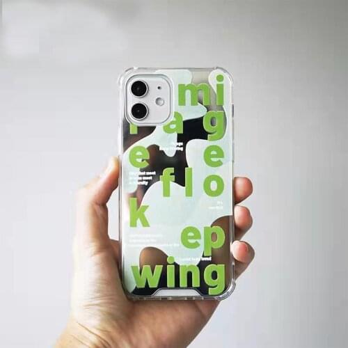 Green Violet Letter Mirror Phone Case For iPhone11 12 Pro Max Mini 7 8 Plus X XS Max XR SE2 Couple Shell Shockproof Soft Cover
