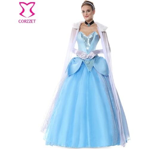 Deluxe Princess Belle Costume Halloween Cinderella Ball Gown Fairy Fantasy Anime Cosplay Sexy Costumes For Adults Deguisement