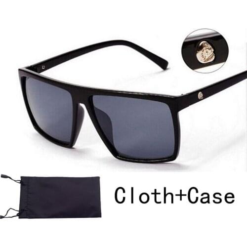 New Brand retro Steampunk frame SKULL Square male Sunglasses Men All Black oversized big sun Glasses for men Women sun glasses