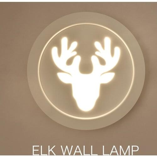 Modern Ultra-thin Acryl White Round Wall Sconce LED Dear Antlers Style Wall Lamp for Bedroom Balcony corridor