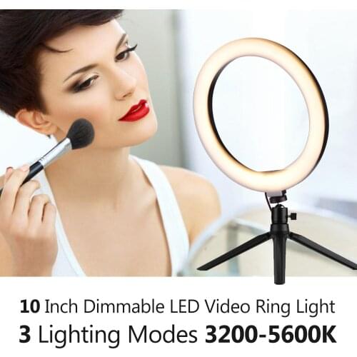 Andoer 10 Inch LED Ring Light Photography Fill-in Lamp 3 Lighting Modes Dimmable USB Powered for Live Streaming Video Recording