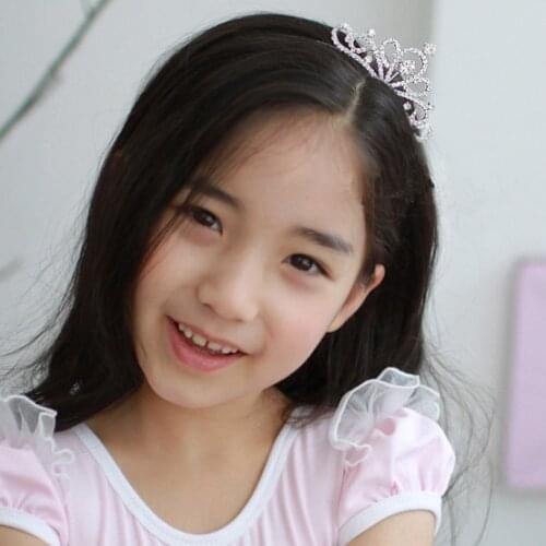 Princess Kids Show Crown Blue Tiara Bride Headband Wedding Hair Accessories Head Jewelry Bridal Crystal Flower Heart Headpiece