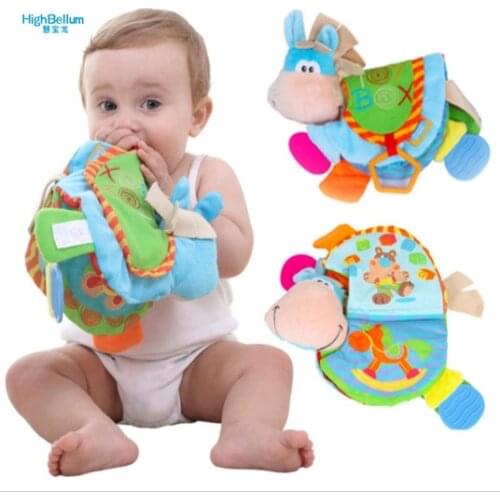Cloth Books Rattles Teeth Toys Cute Donkey Animal Infant Educational Stroller New Born Baby Book For 0-12 Months Baby Gift