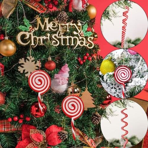 Christmas Tree Decor Candy Cane Red White Plastic Lollipop Hanging Pendant Ornament For Xmas New Year Home Party Decoration