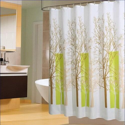 HappyTree Polyester Yellow Tree Waterproof Shower Curtain Thicken Fabric Bathroom Curtain White Bath Curtain Size 180x180cm