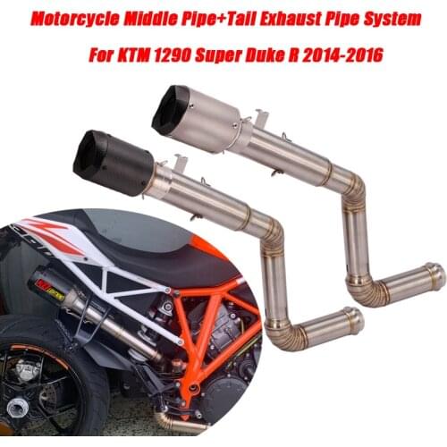 For KTM 1290 Super Duke R 2014-2016 Motorcycle Mid Link Tubes Tail Exhaust Muffler Pipe DB Killer Lossless installation System