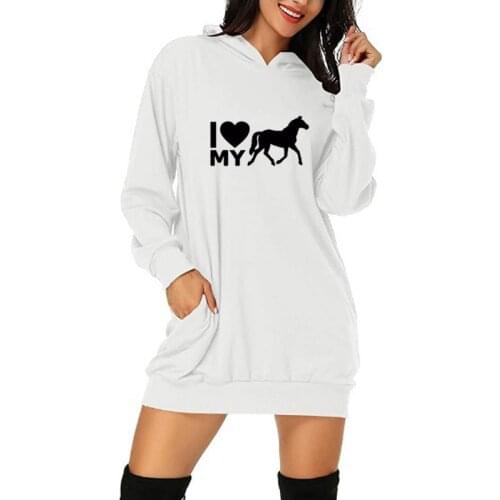 I Love My Horse Hoodies Women Fashion Winter Long Sleeve Girls Horse Riding Sweatshirts Streetwear Iadies Print Oversized Hoodie