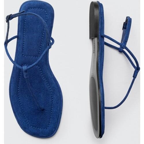 2021 Summer Beach Shoes Women Bohemian Sweet Clip Toe Flip Flops Flats Sandals Suede Back Strap Narrow Band Sandalia Feminina