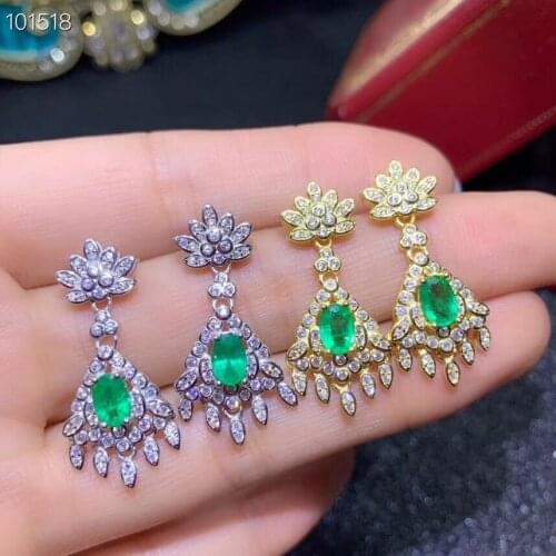 New green emerald gemstone earrings for beauty fine jewelry 925 sterling silver real natural gem certified women birthday gift