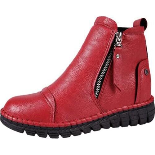 Women Snow Boots WIth Fur Winter Warm Zip Ankle Boots For Women Flat Women Warm Shoes C294